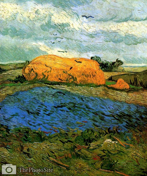 Haystacks under a Rainy Sky 1890 Vincent Van Gogh - Click Image to Close
