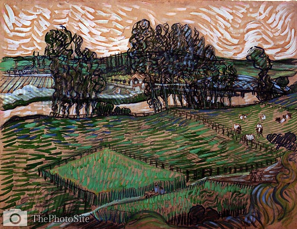 Landscape with Bridge across the Oise 1890 Van Gogh - Click Image to Close