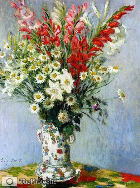 Bouquet of Gadiolas, Lilies and Daisies Claude Monet - Click Image to Close