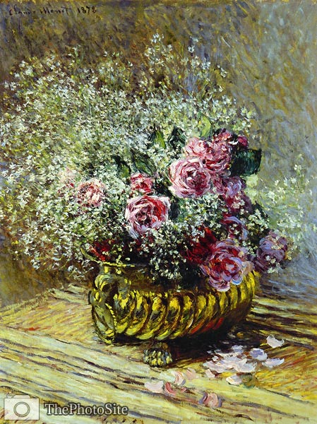 Flowers in a Pot (also known as Roses and Baby's Breath) Monet - Click Image to Close