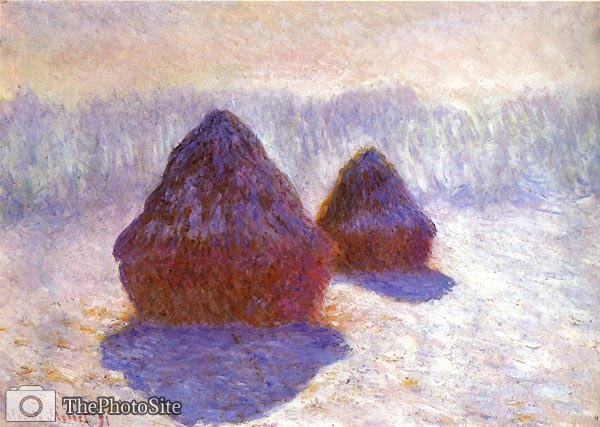 Heap of hay in the snow Monet - Click Image to Close