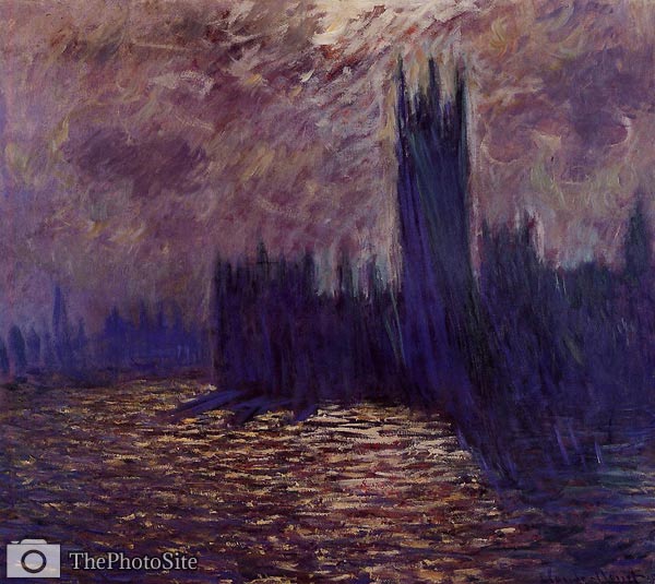 Houses of Parliament, Reflection of the Thames Monet - Click Image to Close