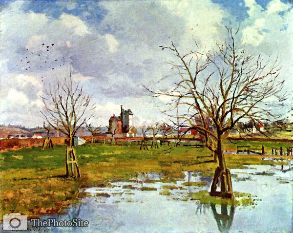 Landscape with flooded fields Camille Pissarro - Click Image to Close