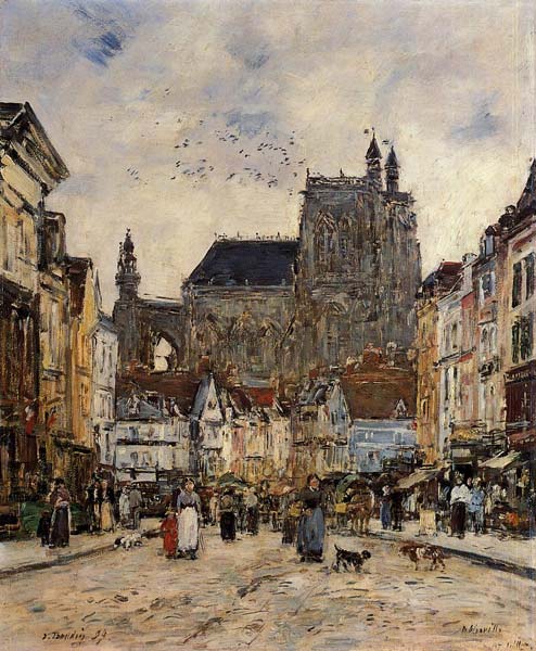 Abbeville street and the church of saint vulfran 1884, Eugene Bo - Click Image to Close