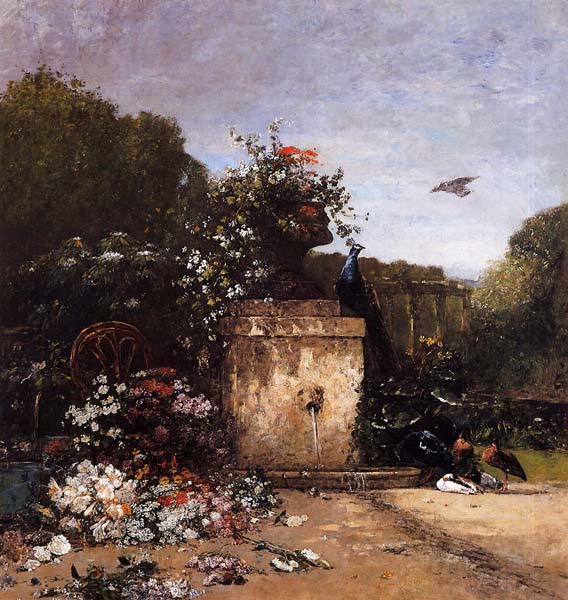 The garden 1869, Eugene Bourdin - Click Image to Close