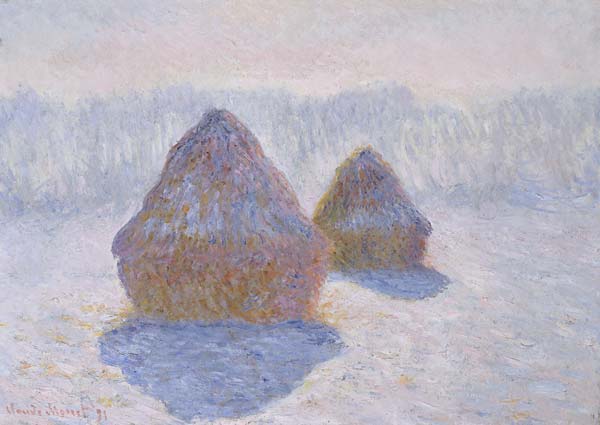 Haystacks (Effect of Snow and Sun) - Click Image to Close