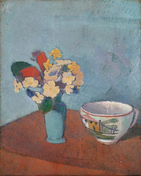 Vase with flowers and cup - Click Image to Close