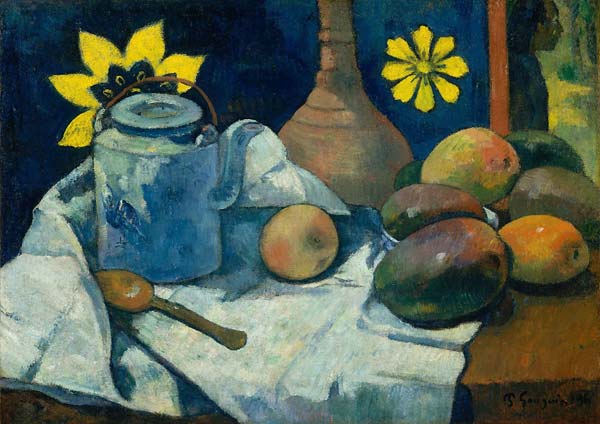 Still life with teapot and fruit - Click Image to Close