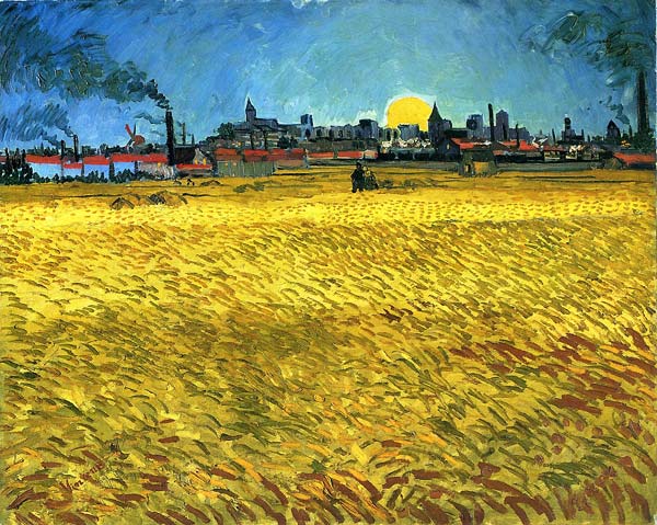 Sunset: Wheat Fields Near Arles - Click Image to Close