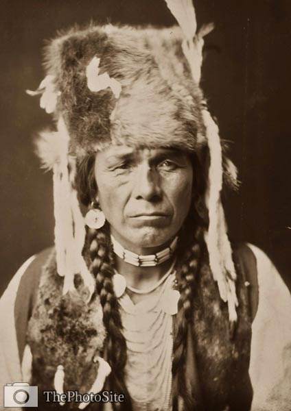 Nez Perce Native American Indian with furcap - Click Image to Close