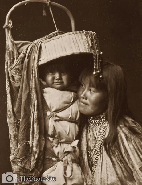 Apache girl and papoose - domestic Indian life - Click Image to Close
