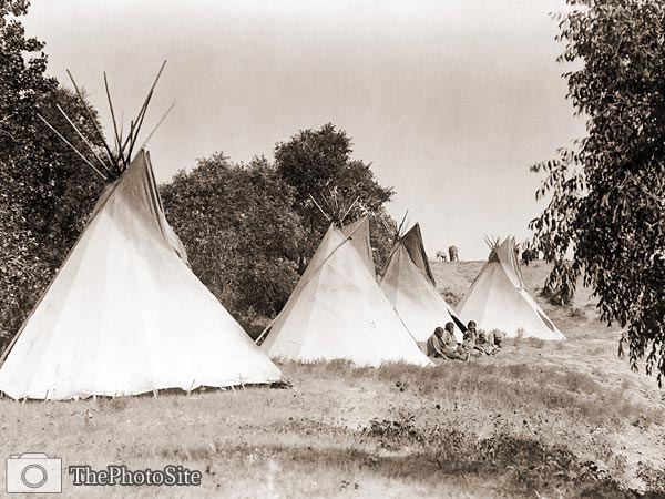 Assiniboine women, South Dakota Indian Tipis - Click Image to Close