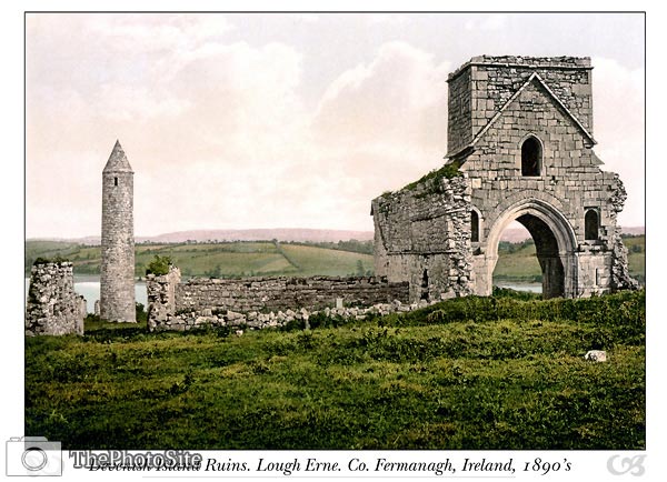 Devenish Island Ruins. Lough Erne. Co. Fermanagh, Ireland - Click Image to Close