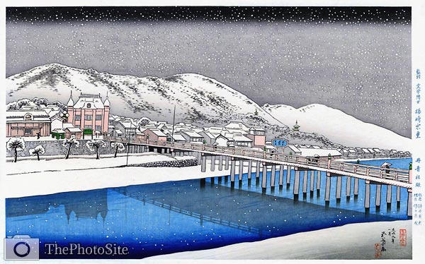 Sanjo Bridge. Snow Scene Hashiguchi Goyo - Click Image to Close