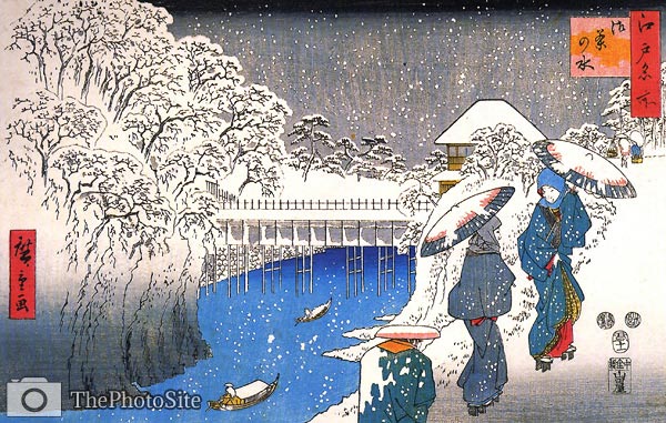 Two ladies conversing in the snow Ando Hiroshige - Click Image to Close