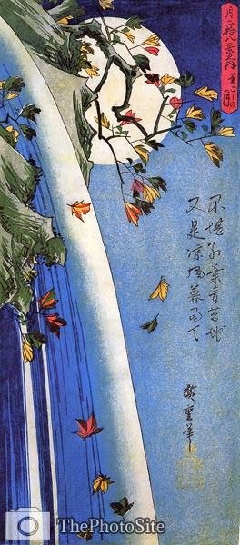 The Moon over a Waterfall Ando Hiroshige - Click Image to Close