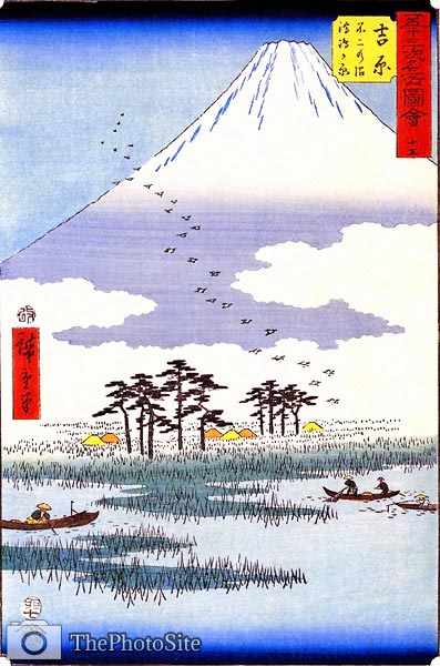 Fuji Swamp, floating water reeds of Yoshiwara Ando Hiroshige - Click Image to Close