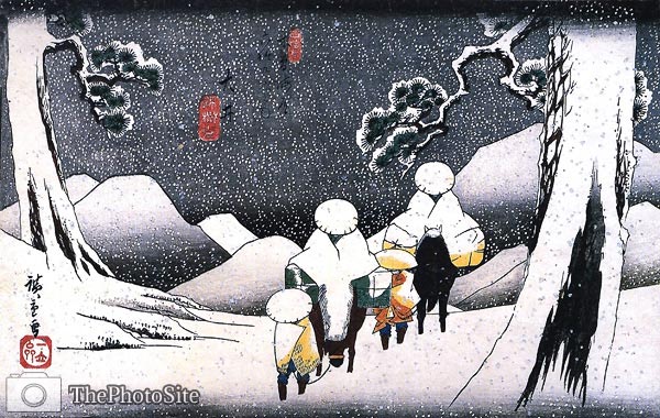 Night Snow at Kambara Ando Hiroshige - Click Image to Close