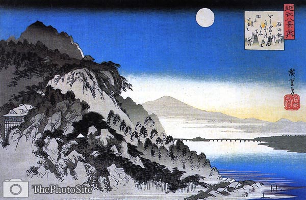 Full Moon over a Mountain Landscape Ando Hiroshige - Click Image to Close