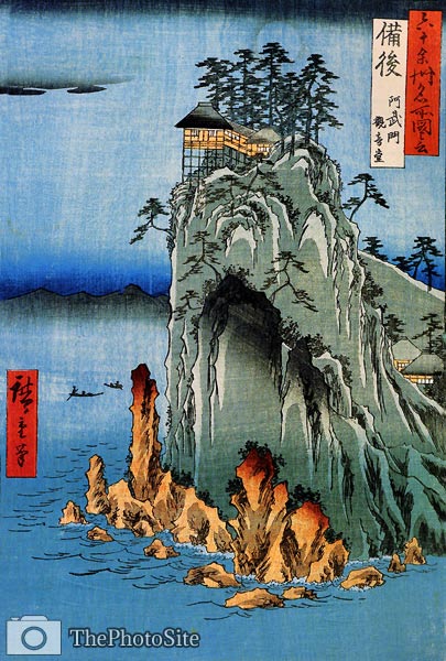 A Temple on a High Rock Ando Hiroshige - Click Image to Close