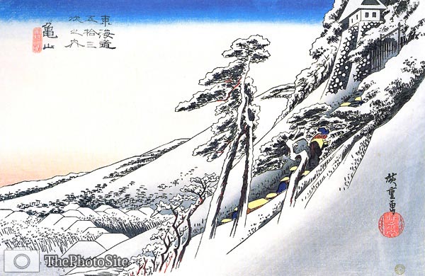 A Castle on a Snow Covered Slope Ando Hiroshige - Click Image to Close