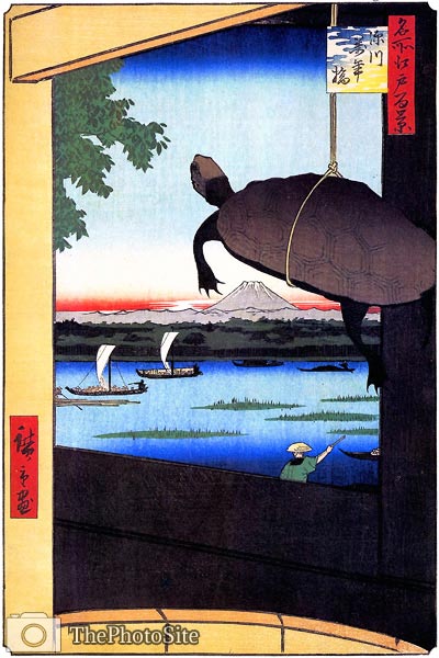Mannen Bridge, Fukagawa. Turtle Ando Hiroshige - Click Image to Close