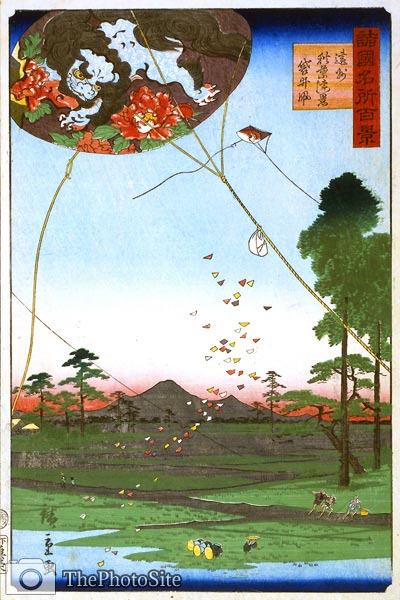 Akiba and Fukuroi. Kite Flying Ando Hiroshige - Click Image to Close