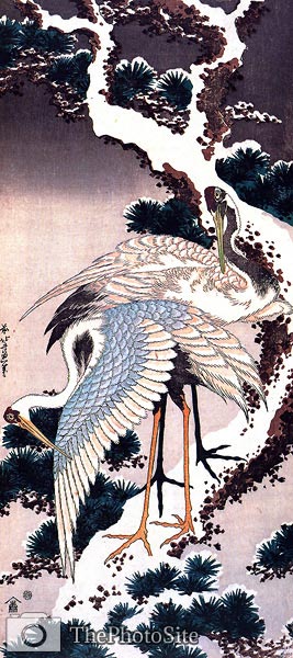 Cranes on a Snowy Pine Katsushika Hokusai - Click Image to Close