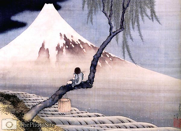 Boy in front of Fujiama Katsushika Hokusai - Click Image to Close
