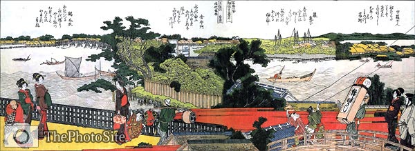 Shore of Sumida River, Flying Kites Katsushika Hokusai - Click Image to Close