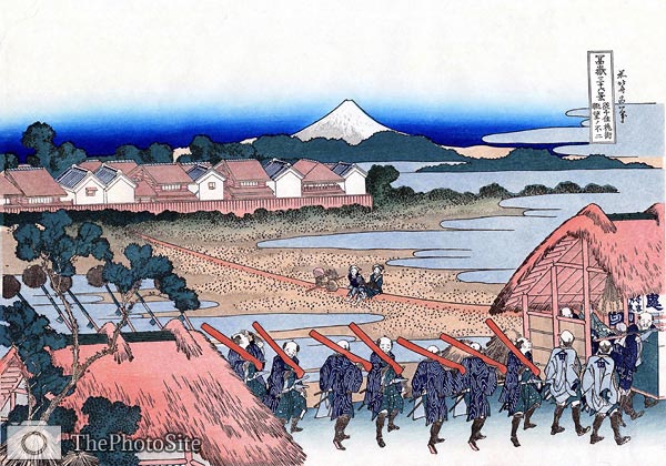 Mt Fuji seen from the gay quarter in Senju Katsushika Hokusai - Click Image to Close