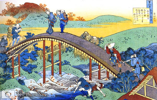 Tatta's stream. Drum bridge Katsushika Hokusai - Click Image to Close