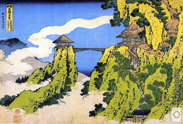 Temple Bridge Katsushika Hokusai - Click Image to Close