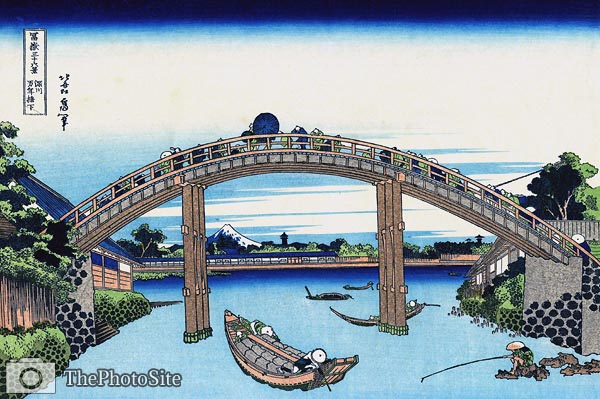Mannen-boshi at Fukegawa, Japanese Bridge Katsushika Hokusai - Click Image to Close
