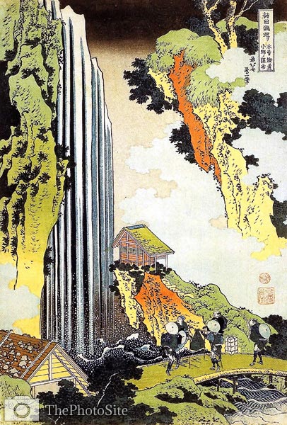 Travellers, Ono Waterfall, Kisokaido Road Katsushika Hokusai - Click Image to Close