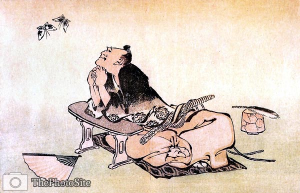 A Philosopher watching a pair of Butterflies Katsushika Hokusai - Click Image to Close