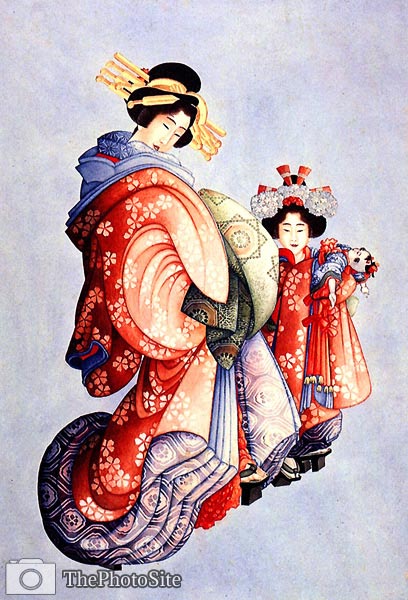 Oiran and Kamuro Katsushika Hokusai - Click Image to Close