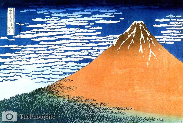Red Mt Fuji, At Dawn Katsushika Hokusai - Click Image to Close