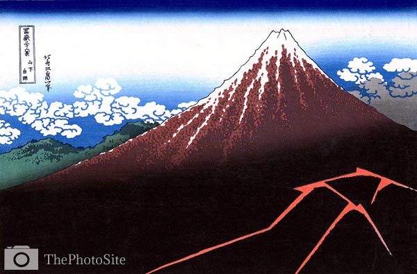 Lightnings Below the Summit, Mt Fuji Katsushika Hokusai - Click Image to Close