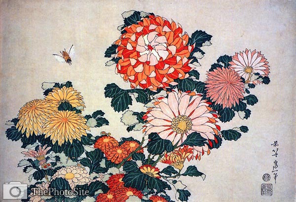 Chrysanthemum and Bee Katsushika Hokusai - Click Image to Close