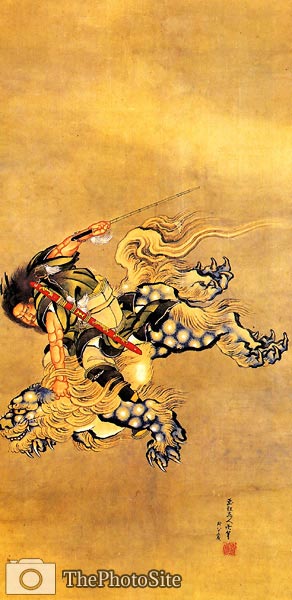 Japanese Warrior on Back of Dragon Katsushika Hokusai - Click Image to Close