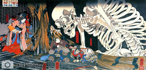 Battling Skeleton Spectre Utagawa Kuniyoshi - Click Image to Close