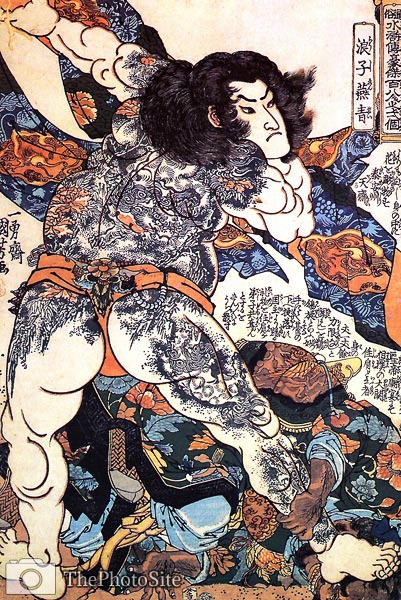 The Hero Roshi Ensei, Tattoos Utagawa Kuniyoshi - Click Image to Close