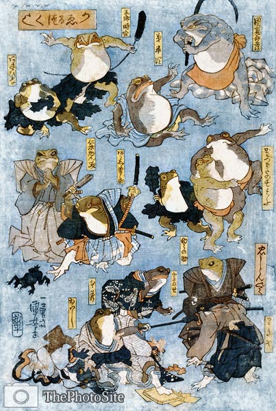 Famous heroes of the kabuki stage played by frogs Utagawa Kuniyo - Click Image to Close