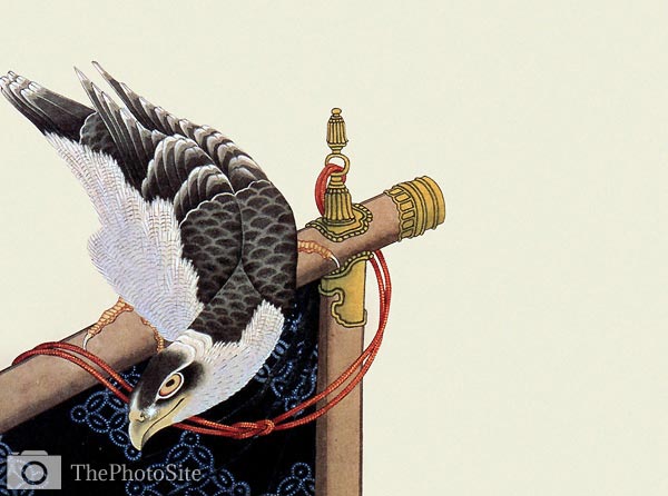 Hawk on a ceremonial stand Katsushika Hokusai - Click Image to Close