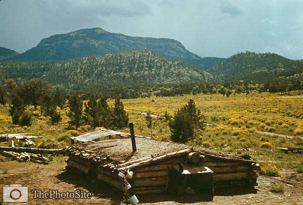 Mt. Allegro, dugout house, Pie Town New Mexico 1940 - Click Image to Close