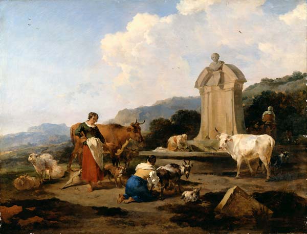 Roman Fountain with Cattle and Figures (Le Midi) - Click Image to Close