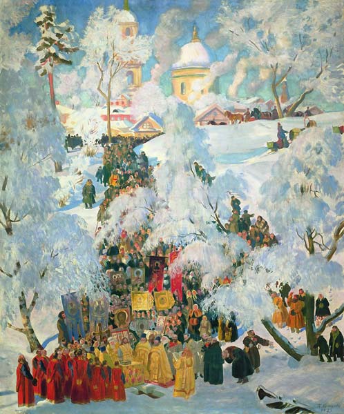 The consecration of water on the Theophany. Kustodiev - Click Image to Close