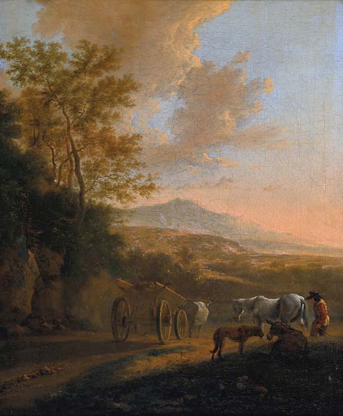 Landscape with an Ox cart - Click Image to Close