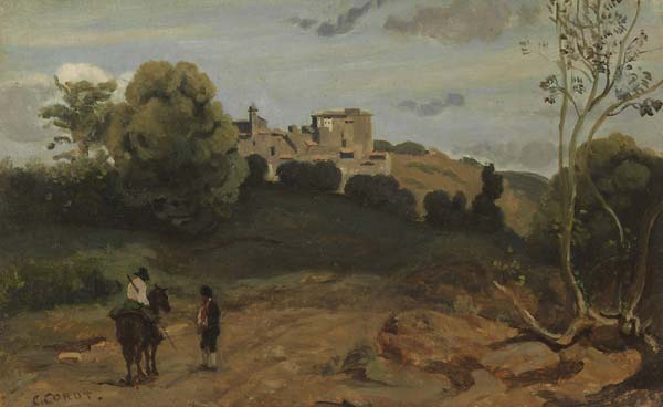 View of genzano with a rider and peasant - Click Image to Close